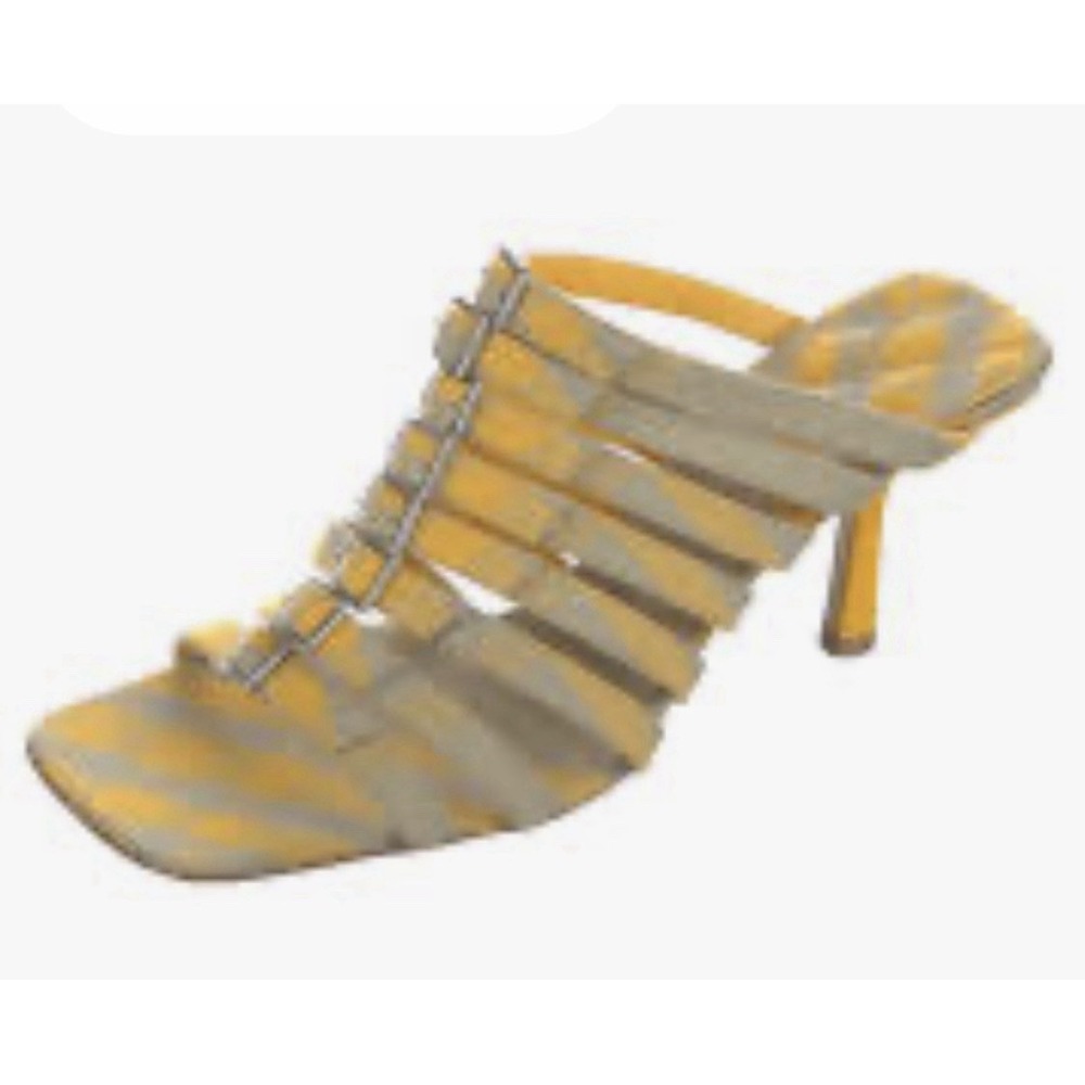 Authentic Burberry Women Yellow Beige CARMINE STRAP Check Stiletto Sandals - Picture 12 of 13